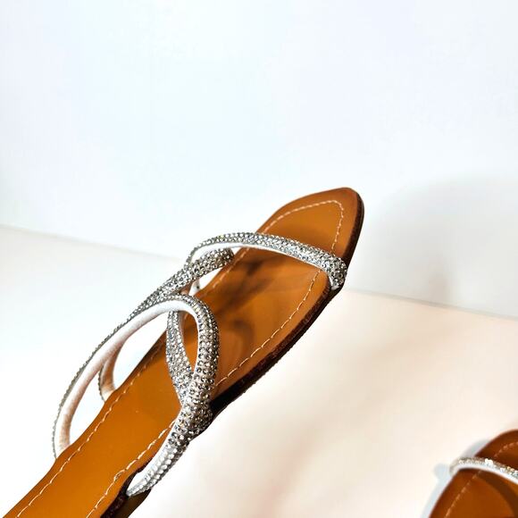 Charlotte Russe Rhinestone Criss Cross Slide Sandals Silver 6 - Picture 11 of 13